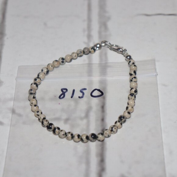 Dalmatian Jasper Beaded Bracelet | 7.5" | Silver Clasp | Natural Stone | NWoT - Picture 2 of 5